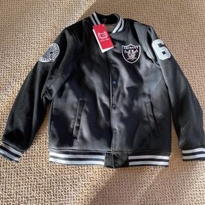 NFL team apparel Las Vegas Raiders varsity jacket youth XL 18/20 NWT Black